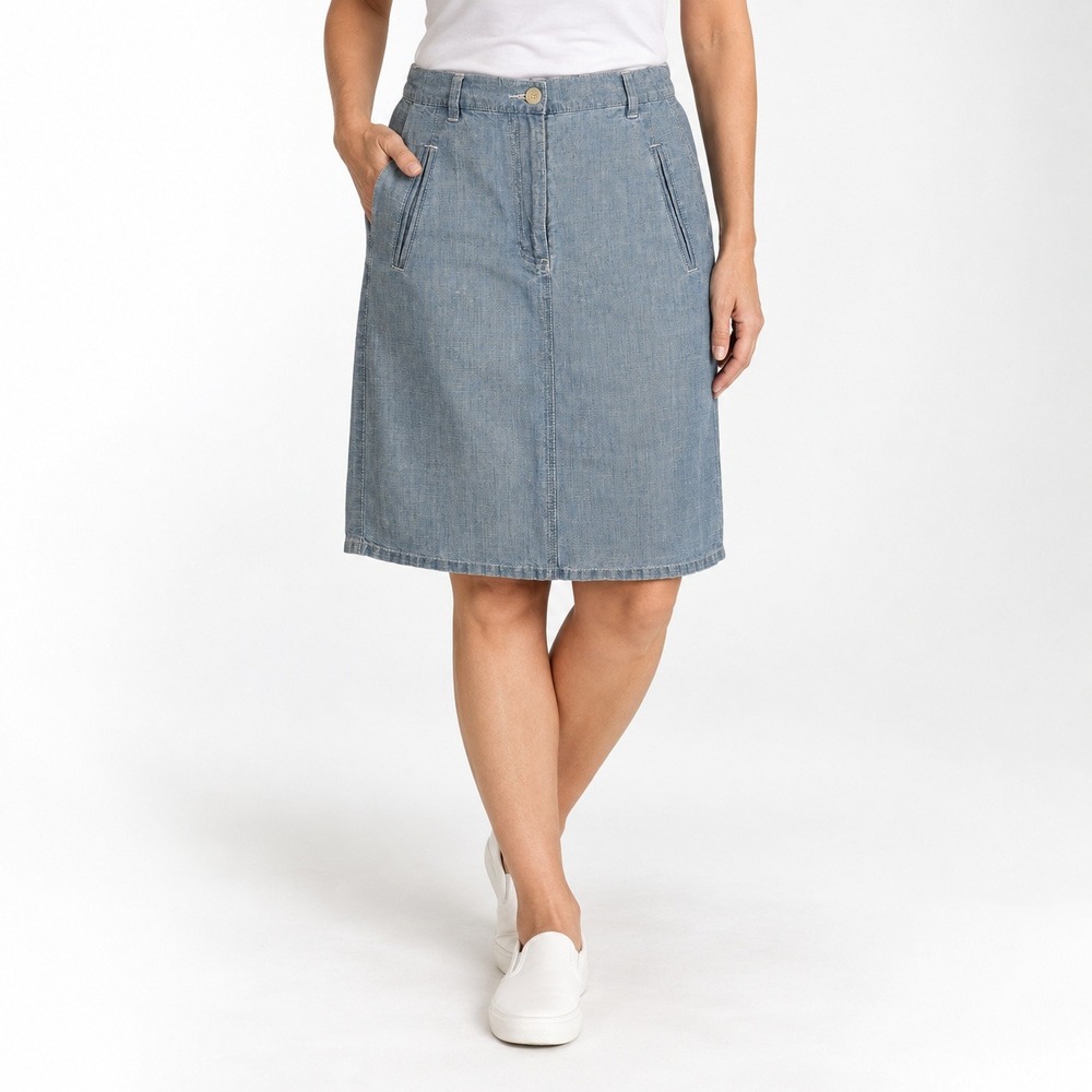 Liz Claiborne Lizwear Linen Blend Chambray Skirt Womens Size 4